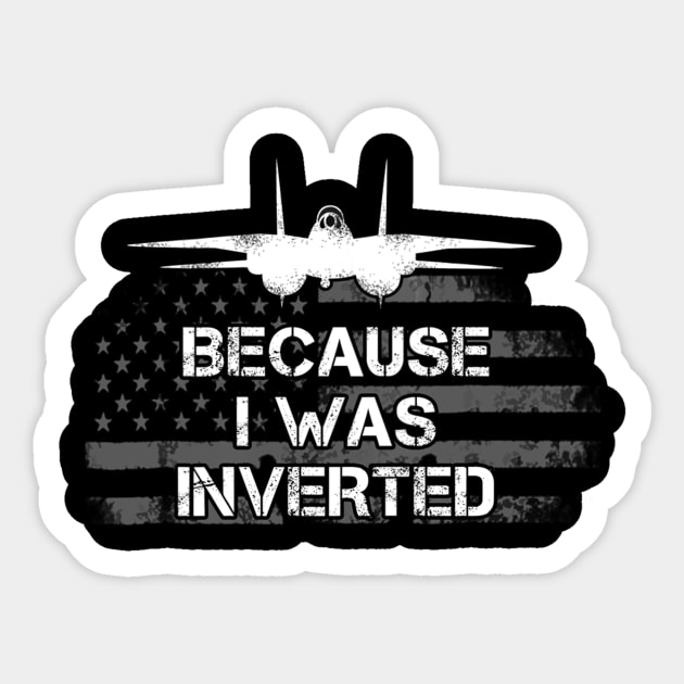 Because I Was Inverted Shirt Navy F-14 Fighter Jet Sticker by danieldamssm